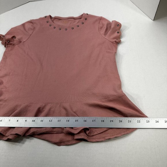 Kate Spade New York Women's Size Small Short Sleeve Top Studded Brown Preowned - Picture 8 of 11